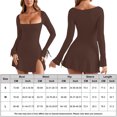 thumbnail image 3 of Vestido de manga larga con cuello cuadrado con cordón para mujer Ropa de fiesta fruncida de color sólido, 3 of 9