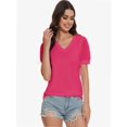 thumbnail image 4 of Womens Summer Tops V Neck T Shirts Swiss Dot Puff Sleeve Tops Loose Casual Tshirts, 4 of 6