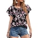 thumbnail image 2 of Blusa Boho De Manga Corta,Top De Gasa Informal Para Mujer Blusa De Manga Corta Para Mujer Top De Gasa Con Cuello En V Ultra Responsivo, 2 of 6