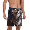 thumbnail image 2 of Balery Oil Painting Tribal Wolf Pantalones cortos de pijama de punto de algodón para hombre con cinturilla y bolsillos-Medium, 2 of 6