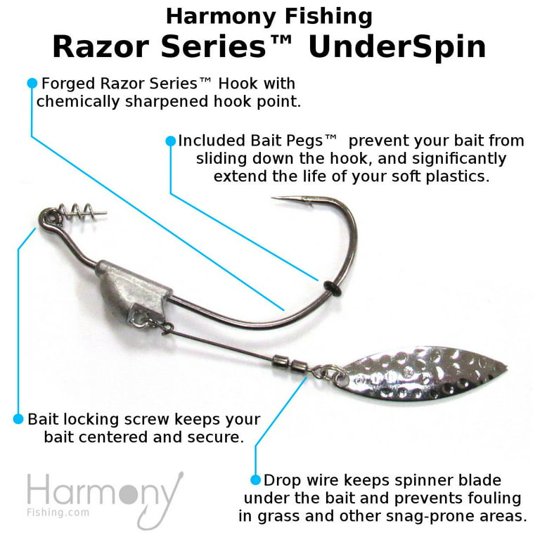 Harmony Fishing - Razor Series UnderSpin Swimbait Hooks 4 Pack w