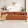thumbnail image 2 of Muumblus 86“ Chenille Boneless Sofa, Modern Upholstered Living Room Couch, Cozy Curved 3-Seater Cloud Sofa, Orange, 2 of 9