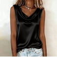 thumbnail image 2 of WULMLEO Women's Elegant Silk Satin Tank Tops Sleeveless Cowl Neck Dressy Casual Blouses Black XL, 2 of 6