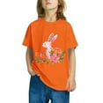 thumbnail image 4 of Jinhomg Cute T Shirt for Kid Soft Comfort Short Sleeve Cotton Tops Casual Floral And Bunny Graphic Tees Boys Girls Spring Summer Daily Wear Holiday Saving Orange 7 Years, 4 of 5