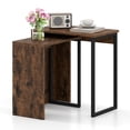 thumbnail image 1 of Costway Set of 2,Nesting Coffee Table 2-in-1 Faux Wood Top Sofa Side Table Rustic Brown, 1 of 10