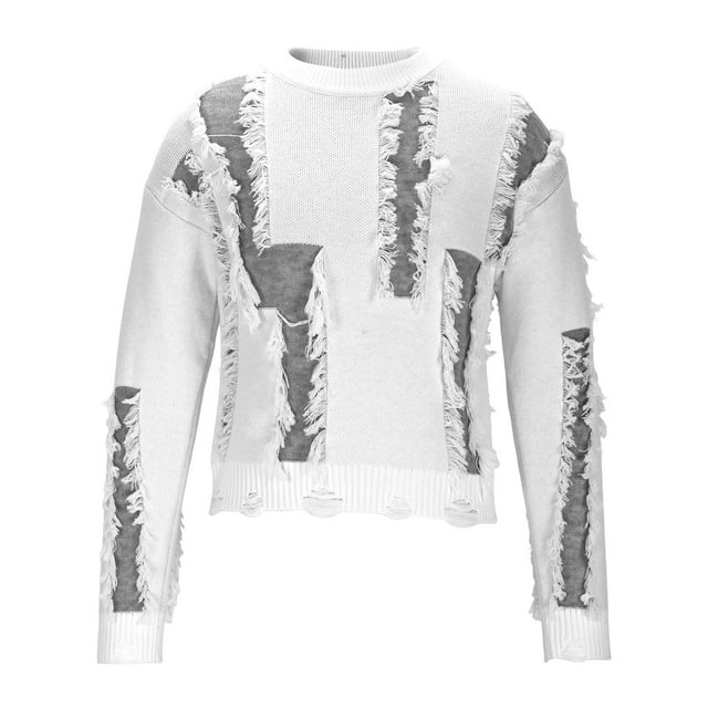 LIaqionyy Chandails pour Hommes Tricot Torsadé Col Rond Chandail Classique Décontracté Hauts Confortables Mode Automne Vêtements