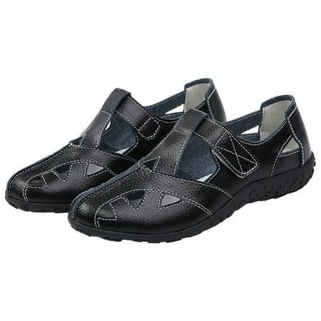 

Orthopedic Sandals Women Hollow Hole Closed Toe Walking Sandals Breathable Easy Fasten Leather Sports Sandals Summer Outdoor Beach Shoes for Hiking Trekking