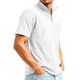 thumbnail image 3 of Kixjoy Corduroy Shirt Men Short Sleeve Quarter Zip Big and Tall Polo Shirt Casual Stand Collar Baggy Basic Pullover Tops with Pockets, White L, 3 of 9
