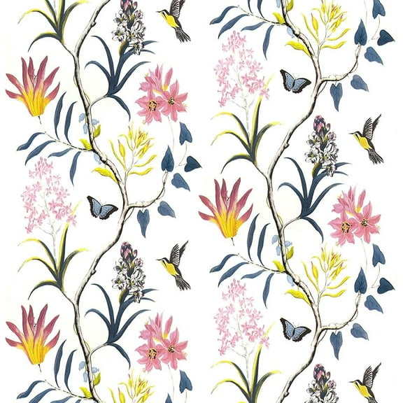 Floral Peel and Stick Wallpaper - Vintage Flowers and Butterfly Contact Paper 17.7 in x 393.7 in - White Floral Birds Self Adhesive Removable Wallpaper for Bathroom