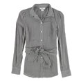 thumbnail image 1 of bar III Womens Faux Wrap Button Down Blouse, Black, XX-Small, 1 of 2