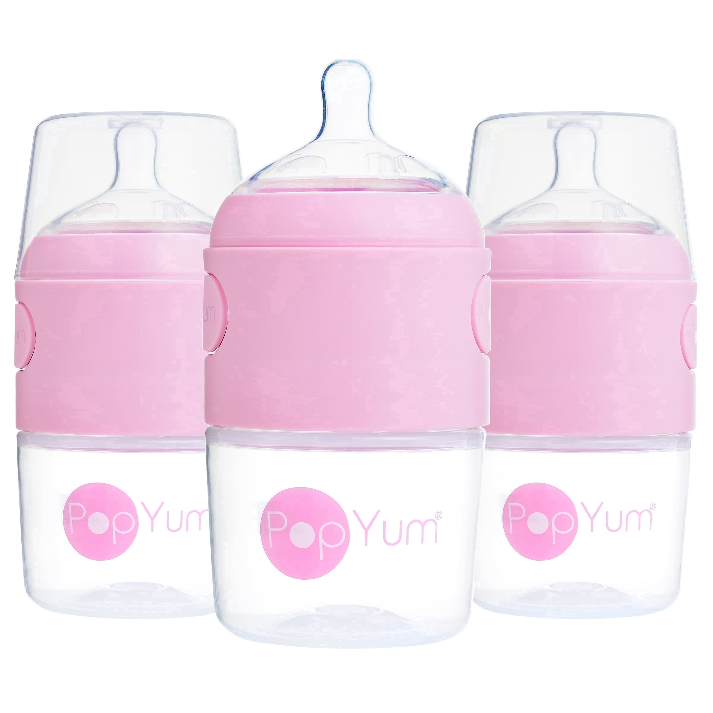 PopYum 5 oz Anti-Colic Formula Bottle 3-Pack, Pink photo 1