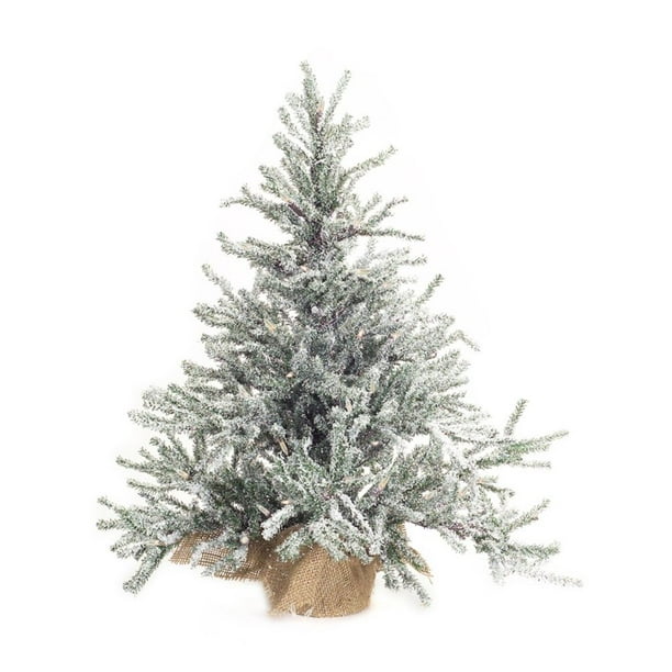 25” PreLit Frosted Miniature Artificial LED Christmas Pine Trees