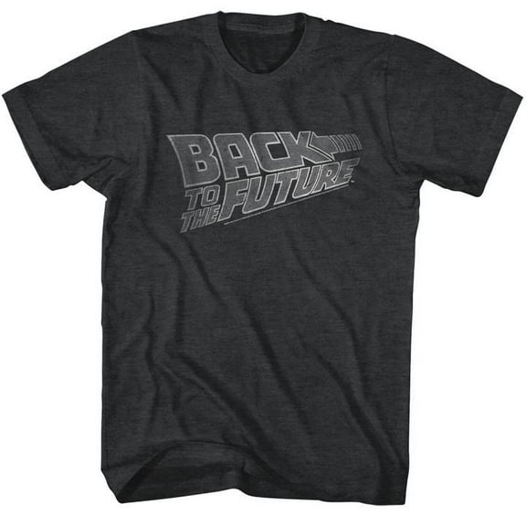 Back To The Future Logo White Black Heather Adult T-Shirt 5Xl
