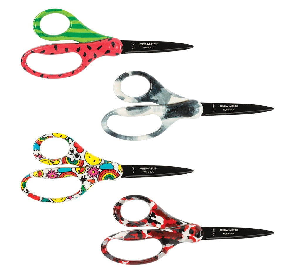 3 Pack Fiskars Designer Non-Stick Student Scissors