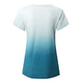 thumbnail image 7 of gakvbuo Summer Plus Size Summer Tops for Women Tops Dressy Casual Trendy V Neck T Shirts Rolled Short Sleeve Tie Dye Gradient Printed Side Split Blouse Tee, 7 of 7