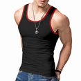 thumbnail image 3 of Men'S Gym Workout Tank Tops Color Blocking Sleeveless Muscle Shirts for Beach & Athletic Wear Black & Red L, 3 of 9