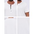 thumbnail image 7 of DARING DIVA Men's Henley Short Sleeve Button Down Jacquard Knitted T-Shirt L White, 7 of 7