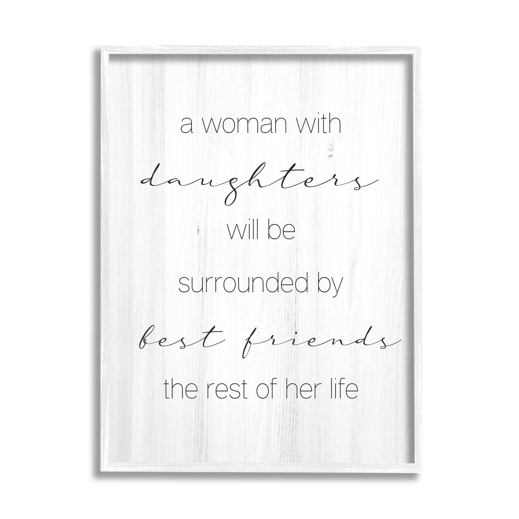 Stupell Industries Best Friend Daughters Birch Pattern Typography Phrase Graphic Art White Framed Art Print Wall Art, Design by Daphne Polselli