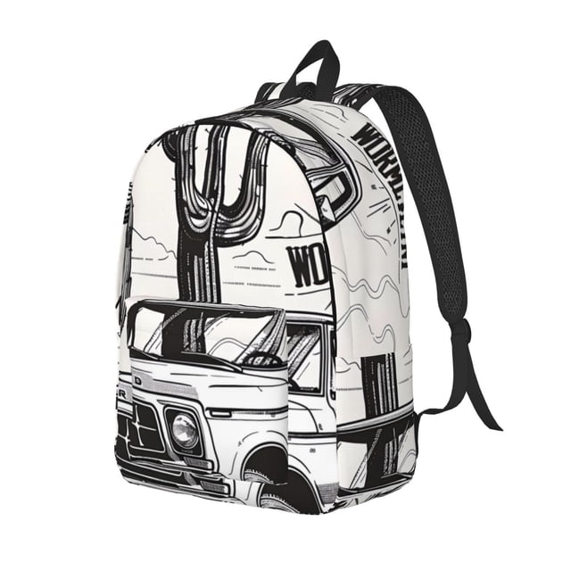 Fotbe Vintage Cactus Pickup Mochila de Lona con Estampado, Mochila Duradera, Mochila Versátil de Alta Calidad, Mochila Compacta Vintage-Small