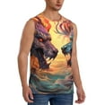 thumbnail image 2 of Xecao Colorful Wave Dragon Head Print Men's Tank Top: Sleek Sleeveless Tee for Casual Sports and Beach Occasions-Small, 2 of 7