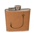 thumbnail image 2 of KuzmarK 6 oz. Leather Flask Set in Rose Wood Presentation Box -  Fishing Hook String, 2 of 2