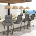 thumbnail image 6 of MRUAKA Patio Swivel Bar Stools Chair of 6, Outdoor Bar Height Set, All Weather High Back and Armrest Patio Stools & Bar Chairs for Backyard, Lawn Garden, Balcony and Pool, Dark Gray, 6 of 8