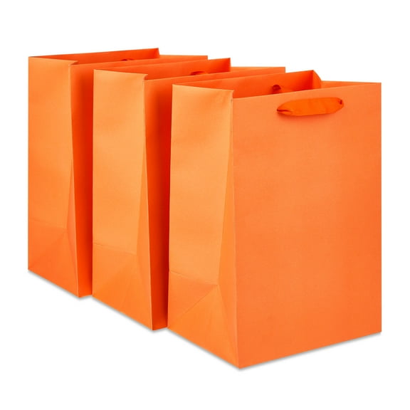 Large Orange Gift Bags, 7" x 10", 3 Count, by Way To Celebrate
