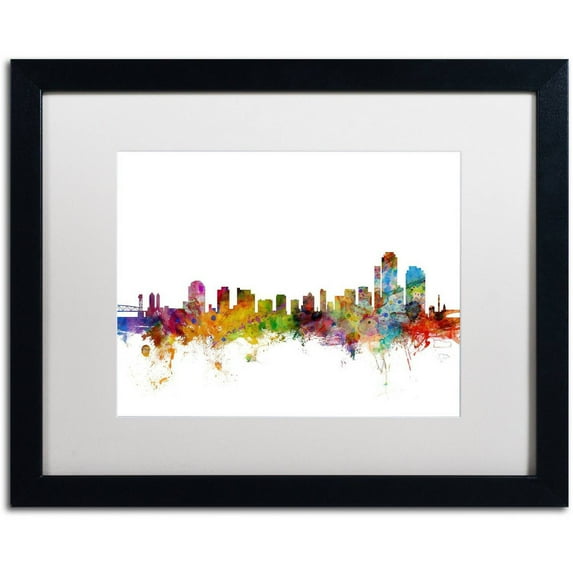 Trademark Fine Art ''Wilmington Delaware Skyline'' by Michael Tompsett 16" x 20" Black Frame (MT0593-B1620MF)