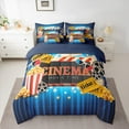 thumbnail image 2 of Manfei Cinema Ticket Popcorn 7pcs Bedding Comforter Set,Movie Time Queen Bedding Sets,Red Gold Blue Queen Sheet Sets For Child,Breathable Home Decor Reversible, 2 of 8