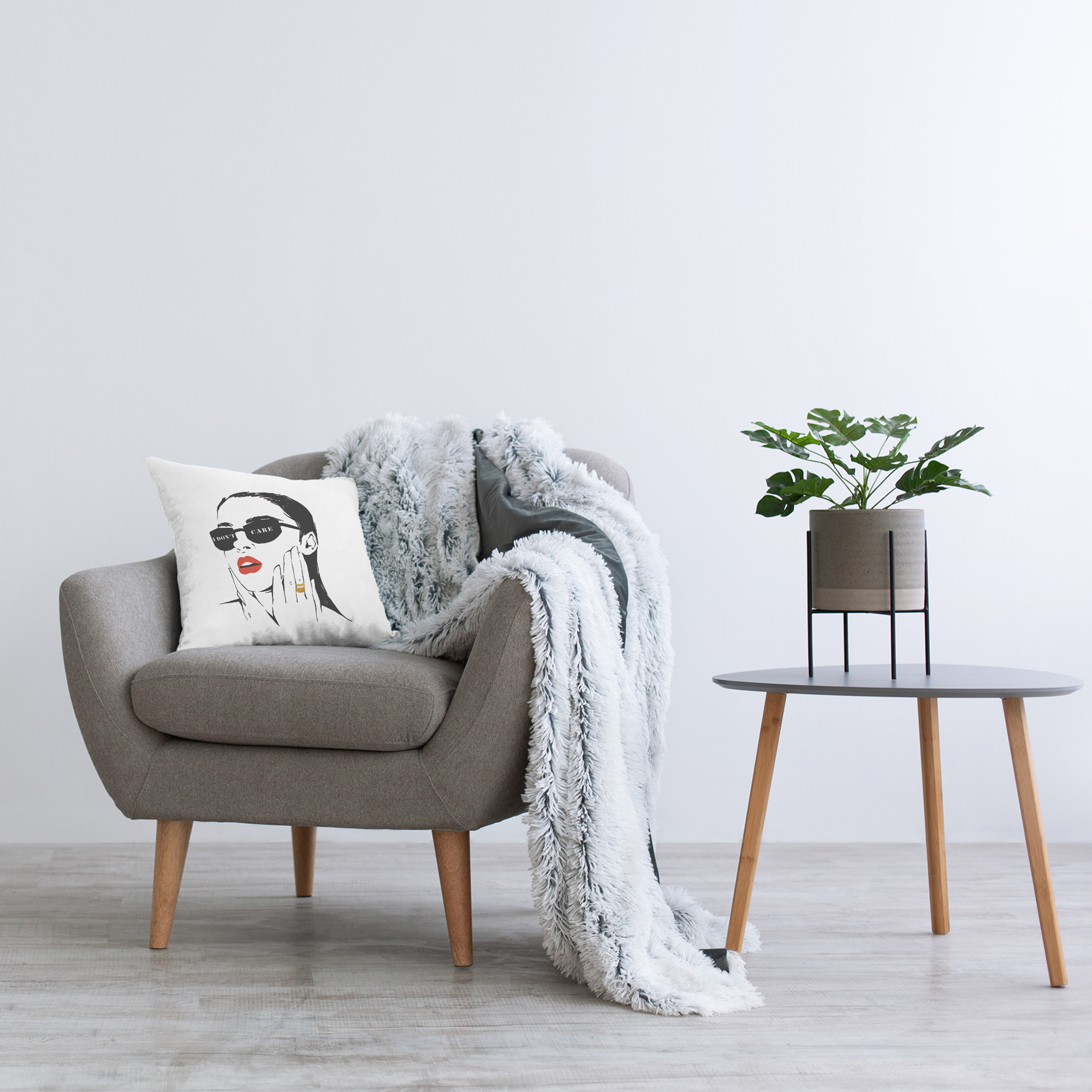 Stupell Industries I Don't Care Glam Fashion Shades Woman Portrait Design by Ziwei Li Throw Pillow
