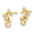 thumbnail image 2 of 14k Yellow Gold Polished Cubic Zirconia Seahorse Post Earrings, 2 of 3