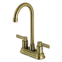 Kingston Brass KB8493NDL NuvoFusion 4" Centerset Bar Faucet, Antique Brass