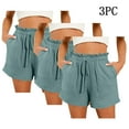 thumbnail image 2 of fatyb 3 Pack Womens Shorts Elastic Waist Drawstring Lounge Shorts Summer Casual Beach Shorts with Pockets, 2 of 3