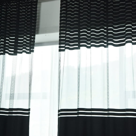 Paneles de cortina Pedty para sala de estar, cortinas transparentes de hojas, tul, tratamiento de ventana, cenefa de gasa, 1 panel de tela