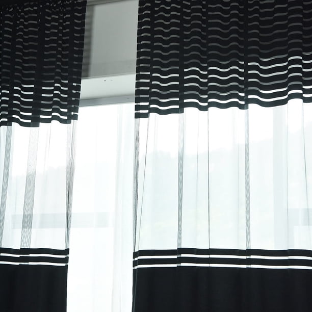 Paneles de cortina Pedty para sala de estar, cortinas transparentes de hojas, tul, tratamiento de ventana, cenefa de gasa, 1 panel de tela