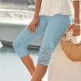 thumbnail image 2 of Cropped Pants Women Summer Casual Capri Leggings Floral Print Stretchy Knee Length Capris Lounge Travel Pants Yoga Pants Slim Fit, 2 of 6