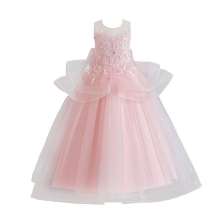 

KI-8jcuD Little Girl Dresses Size 5-6 Kids Toddler Baby Girls Spring Summer Print Ruffle Sleeveless Show Lace Tulle Party Princess Dress Clothing 12 Year Girls Dress Children Place Big Girls Dresses