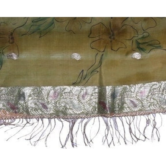 Mirayan India Silk Scarf with Colorful Floral Art, Yellow, 1-Piece