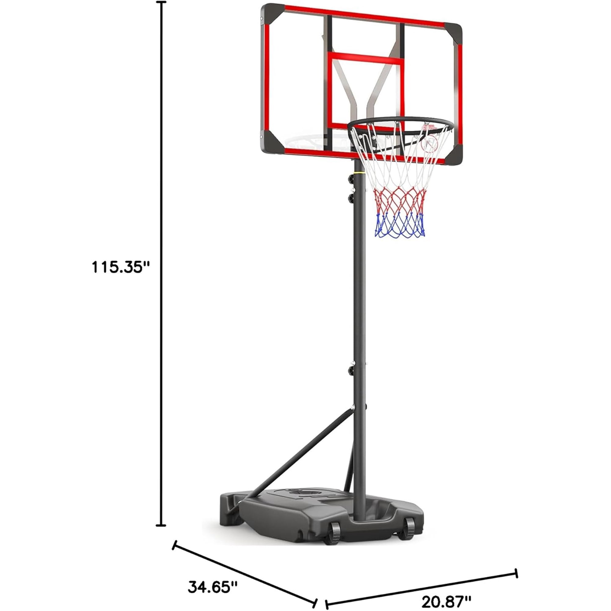 Toremore 33" Portable Basketball Hoop Outdoor Adjustable, 4.82-8.53FT, Kid Basketball Hoop Goal System with Shatterproof PC Backboard for Kids Youth and Adults