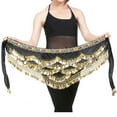 thumbnail image 2 of IQOGKRN Hip Scarf for Belly Dancing Women's Belly Dance Scarf with Gold Coins Skirts for Bellydance Black One Size, 2 of 2