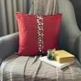 thumbnail image 4 of Pillow Covers, Red Pillow Cover, Pintucks & Crystals Pillow Cover, 14x14 inch (35x35 cm) Throw Pillow Cover, Square Silk Pillow Cover, Pillow, Modern, Striped - Deep Red Crystals, 4 of 10