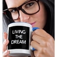 thumbnail image 2 of 3drose, Living the Dream. White Lettering on Black Background., 11oz Two-tone Blue Mug, 2 of 6