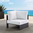thumbnail image 2 of Modular Lounge Corner Chair, Gray White, Aluminum Metal, Outdoor Patio Balcony Cafe Bistro Garden Hospitality Restaurant, Modern Contemporary HB36556, 2 of 8