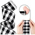 thumbnail image 2 of 2 Rolls Wired Edge Plaid Ribbon Christmas Buffalo Check Ribbon White Black Plaid Ribbon 2.5" Wide Farmhouse Craft Ribbon, 2 of 5