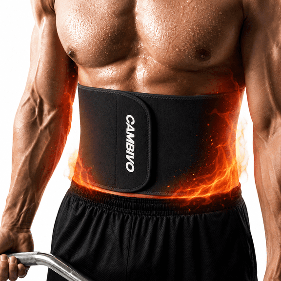 CAMBIVO Waist Trimmer for Men & Women, Silver Ion Sauna Sweat Belt for Weight Loss & Workouts, Sport Waist Trainer with Core & Back Support, Fits Up to 40" Waist, 41" x 7.9"