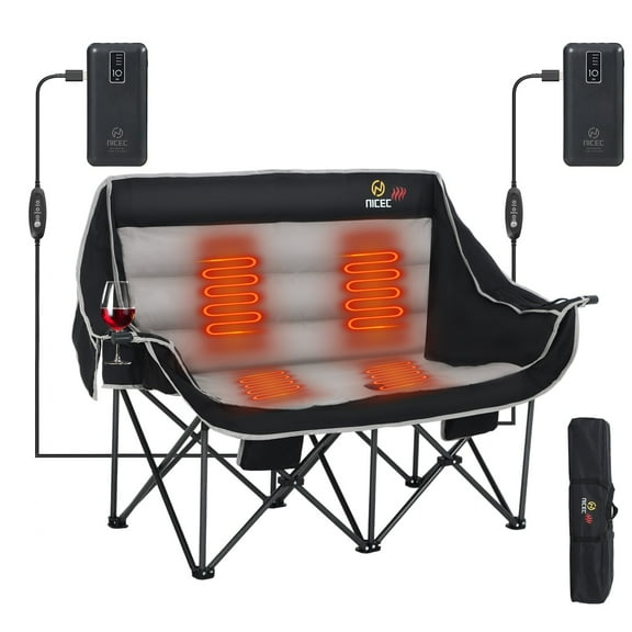 Heated Chair, Heated Camping Chair, Double Camping Chair, with Dual Power Banks