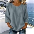 thumbnail image 4 of Women's Plain Vacation Elbow Sleeve Shirts Summer Classy Crewneck Casual Blouse Lightweight Loose Fit Trendy Cruise Tees for 2026, 4 of 8