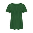 thumbnail image 7 of Tmtolofot Women's Gradient Top Summer Pleated Printed Shirt Female Loose Short Sleeve Tops Basic Round Neck T-Shirt 2024 Fashion Tunic Blouses For Leggings,2_Green,X-Large, 7 of 7