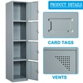 thumbnail image 6 of Fesbos Metal Locker 4 Lockable Door,71" Tall Steel Storage Cabinet for School Office Gym Home Employees Staff Sundries Room, 6 of 7