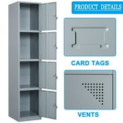 Fesbos Metal Locker 4 Lockable Door,71 Tall Steel Storage Cabinet for School Office Gym Home Employees Staff Sundries Room